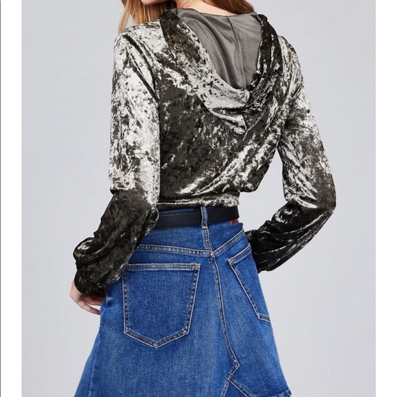 💕 Burnt Olive Velvet Hoodie💕 - Picture 7 of 8